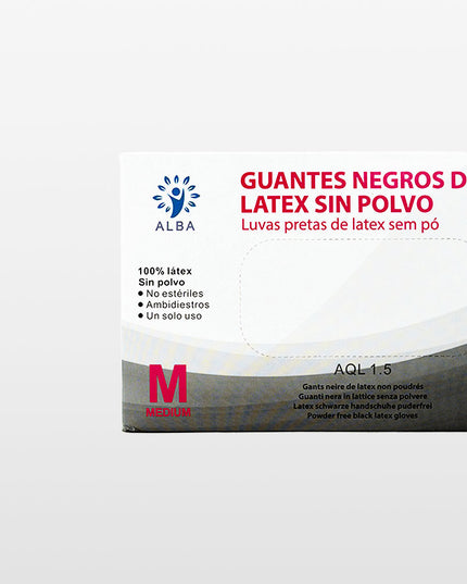 GUANTES DE LATEX NEGROS SIN POLVO