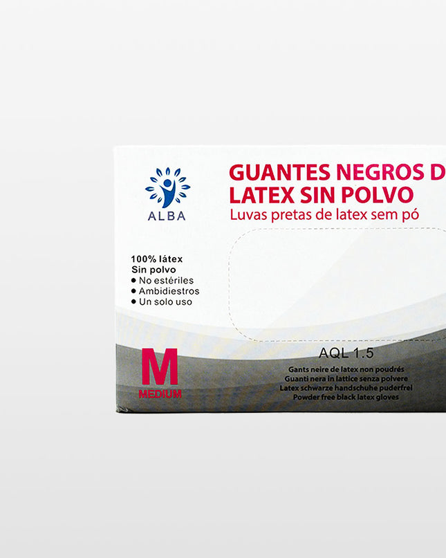 GUANTES DE LATEX NEGROS SIN POLVO