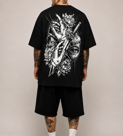 INKFAMOUS Dagger Camiseta oversize Negro