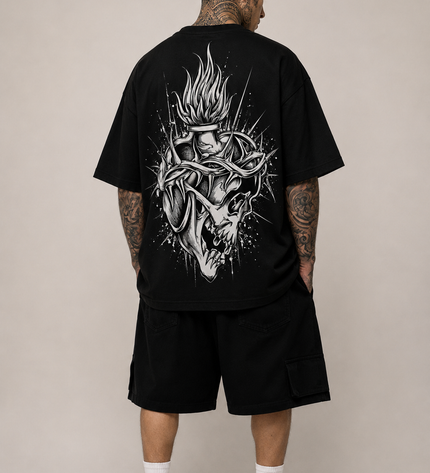 INKFAMOUS Dagger Camiseta oversize Beige