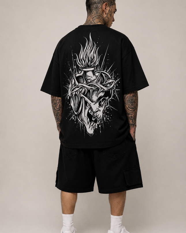 INKFAMOUS Dagger Camiseta oversize Beige