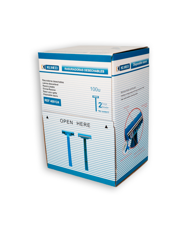 RASURADORA AZUL DESECHABLE NO ESTERIL 2 HOJAS C/100 UDS