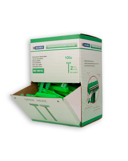 RASURADORA VERDE DESECHABLE NO ESTERIL 2 HOJAS C/100 UDS